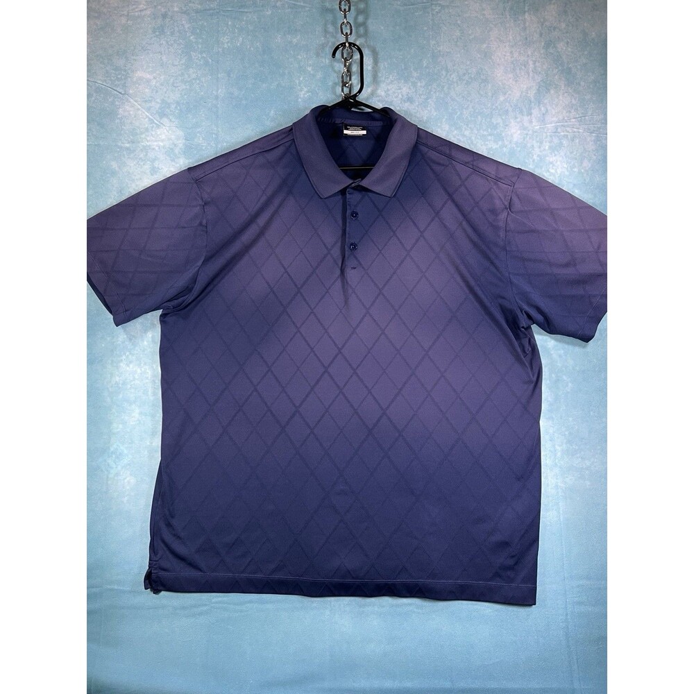 Y2K VTG Nike Golf Mens XL Navy Argyle Polo Shirt Dri-Fit Short Sleeve Preformanc